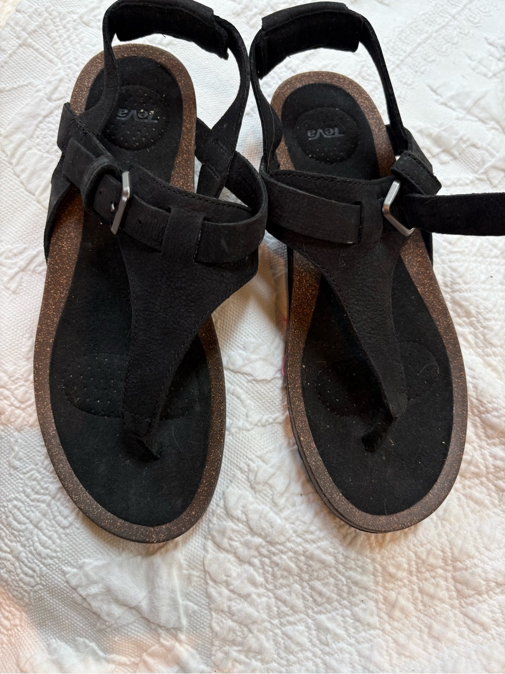Teva Mahonia 3 Point Wedge black Sandal Women's size 9